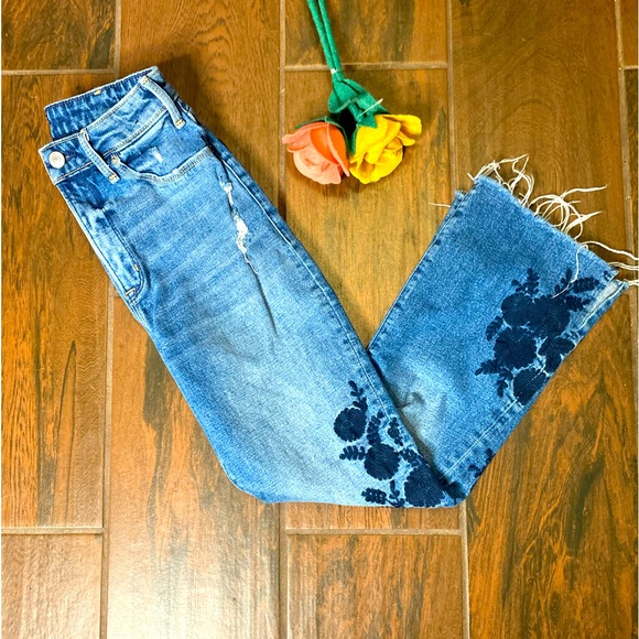 Abercrombie & Fitch Denim - Abercrombie and Fitch High Rise Flare Denim Embroidered Jeans